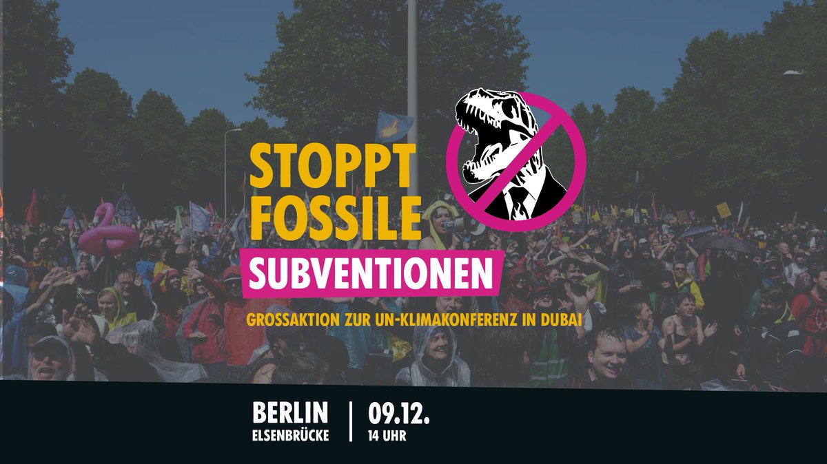 #StopptFossileSubventionen #B0912 

Alle zusammen morgen zur Großaktion des zivilen Ungehorsams von <a href="/350Deutschland/">350.org Deutschland</a> <a href="/parents_riseup/">Eltern gegen die Fossilindustrie</a> <a href="/DenkenGerade/">Geradedenken</a> <a href="/AufstandLastGen/">Letzte Generation</a>  <a href="/SiGBerlin/">Sand im Getriebe Berlin</a>  <a href="/ScientistRebel1/">Scientist Rebellion</a> 

14 Uhr auf der Elsenbrücke! #A100

Mehr Infos unter t.me/StopptFossileS… (1)