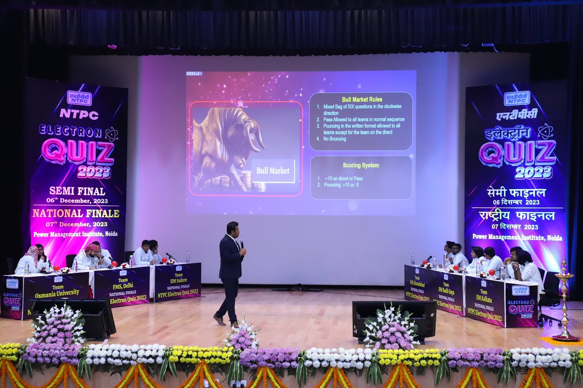 QuizGreycells's tweet photo. Greycells quiz successfully hosted the 6 city #NTPC Electron Business Quiz 2023. Quiz master Gautam Bose CEO Greycells seen hosting the national finals on 7th December .
Osmania University emerged winners of this national quiz

#quizmaster #quiz  #greycellsquiz #greycellsevents https://t.co/AfpPQVeTZj