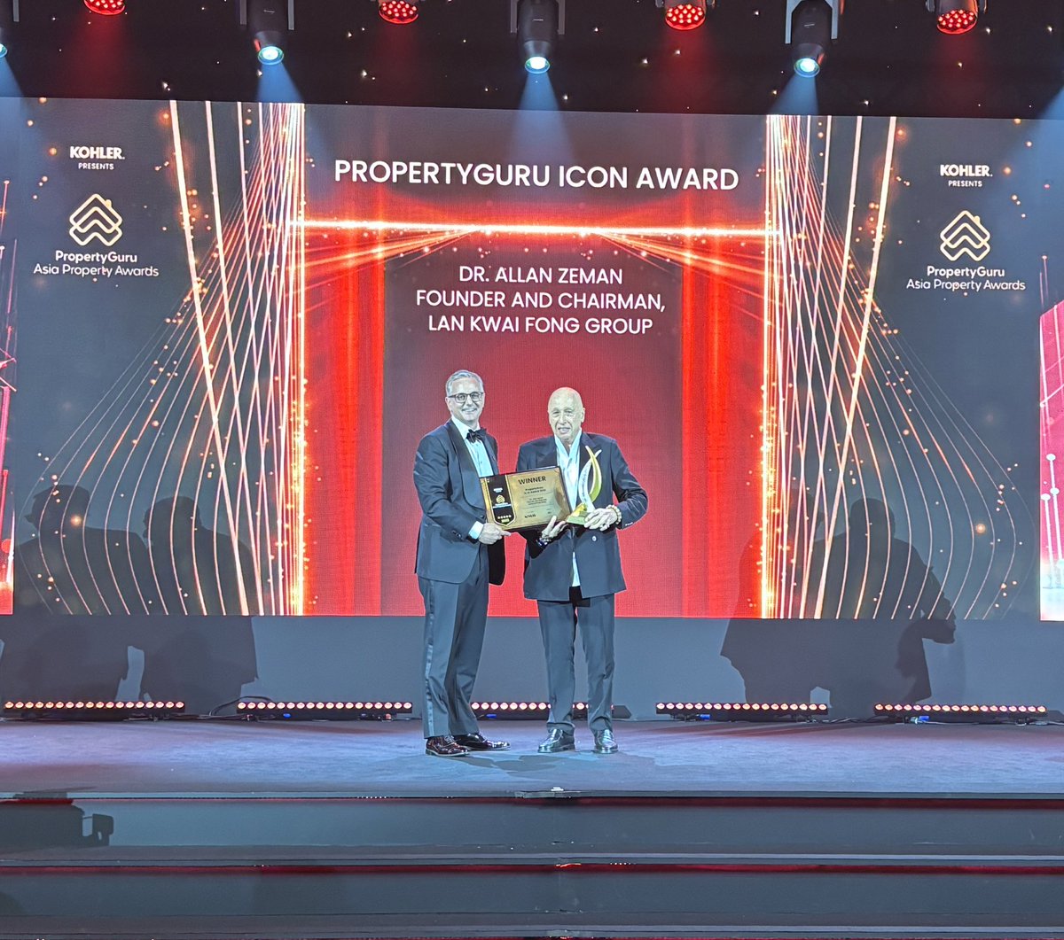 Asia Property Awards (@asiapropawards) on Twitter photo The Icon Award award goes to Dr. Allan Zeman, Founder and Chairman of Lan Kwai Fong Group.
#AsiaPropertyAwards #GoldStandard #GrandFinal The Icon Award award goes to Dr. Allan Zeman, Founder and Chairman of Lan Kwai Fong Group.
#AsiaPropertyAwards #GoldStandard #GrandFinal
