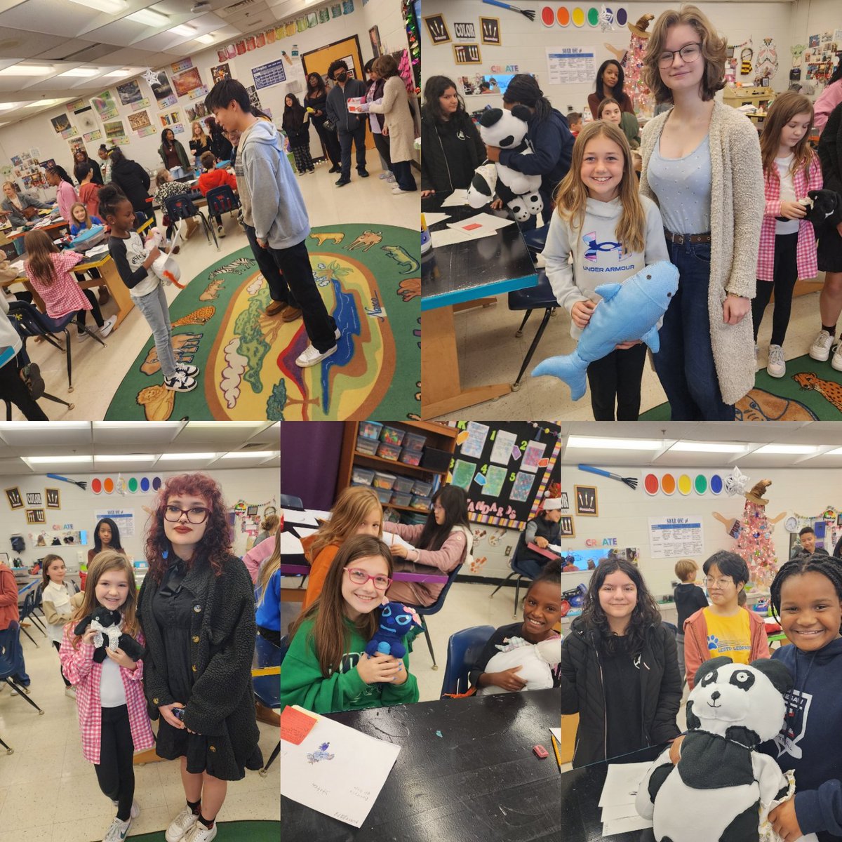 KristinMoulder's tweet photo. Stuffie Delivery Day! These kiddos were SO excited about their collab with @NCHSFineArt 
4th graders drew a character and these talented HS students turned them into stuffies.
#cobbartrocks #SOARon https://t.co/QgiqohT486