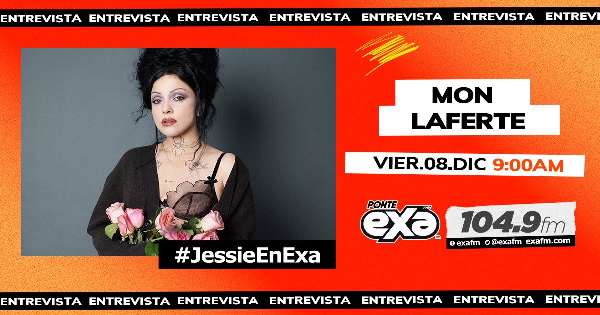 ExaFM's tweet photo. Ya viene la entrevista especial con @monlaferte en #JessieEnExa 🎶🫶
Sintonízanos por el 104.9 fm 📻 https://t.co/8bXWRe0VSc