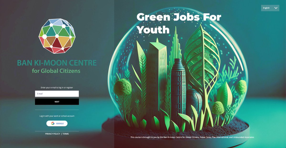 It's here! '#GreenJobs for #Youth' is a new #online course designed to help you navigate your future #green #career pathway. Product of a proud collaboration between @UnboundedAssoc @bankimooncentre @PlanGlobal @DubaiCares & @Claned_ Check it out! greenjobs.claned.com/#/login