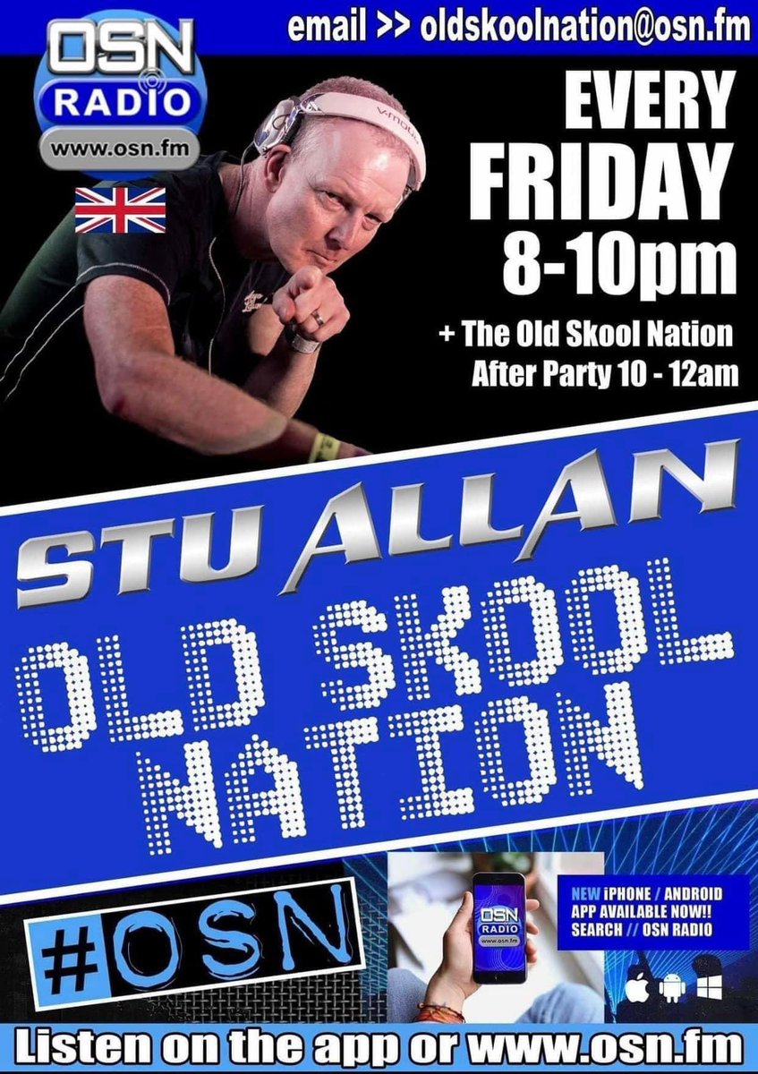 Listen to Stu from 8pm tonight on stuallan.com or download Stu Allan Radio App from the App Store. After party 10-12 Join Alison and the rest of the OSN Family on the ROLL CALL post in the Old Skool Nation Page See you at 8!! facebook.com/groups/osn.lis…