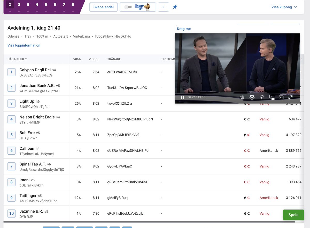 Sitter och jobbar på en spelare man kan ha med sig överallt på hela ATG. Vad tror ni? Finns det idéer och tankar? Köra 4 värmningar samtidigt? Videohistorik? 
<a href="/kudden/">Mikael Kudrén</a> <a href="/peklof/">Pierre Eklöf</a> <a href="/Strappa71/">Strappa</a>
