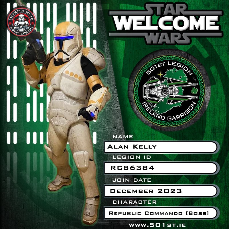 501stIreland's tweet photo. We have another new garrison member 💥💥

Please welcome RC86384, who has just cleared his Republic Commando,  Boss.

We can't  wait for everyone to see this amazing armour. It's an incredible build.

Delta Squad, lock and load

#WelcomeToTheGarrison #NewMember #RepublicCommando https://t.co/huDvbV6NQJ