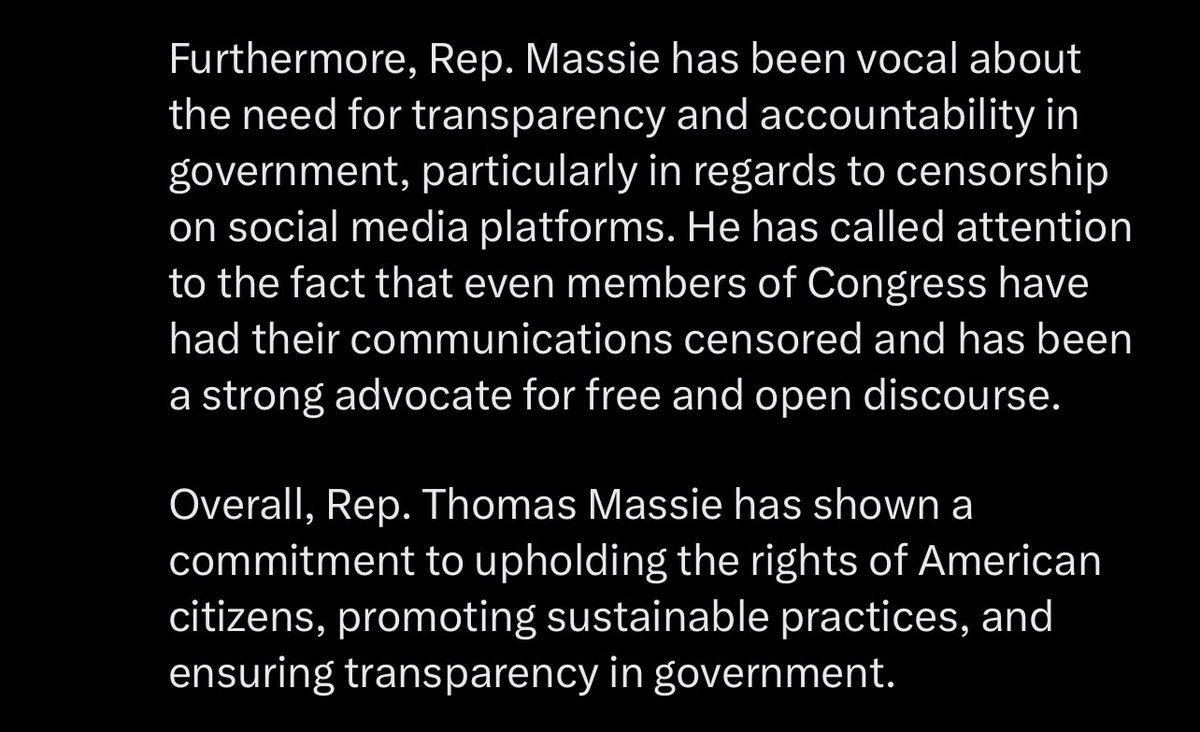 RedsRepair95's tweet image. Pretty detailed explanation of @RepThomasMassie from @grok!
Wonder who would disagree here?
Seems pretty spot on!