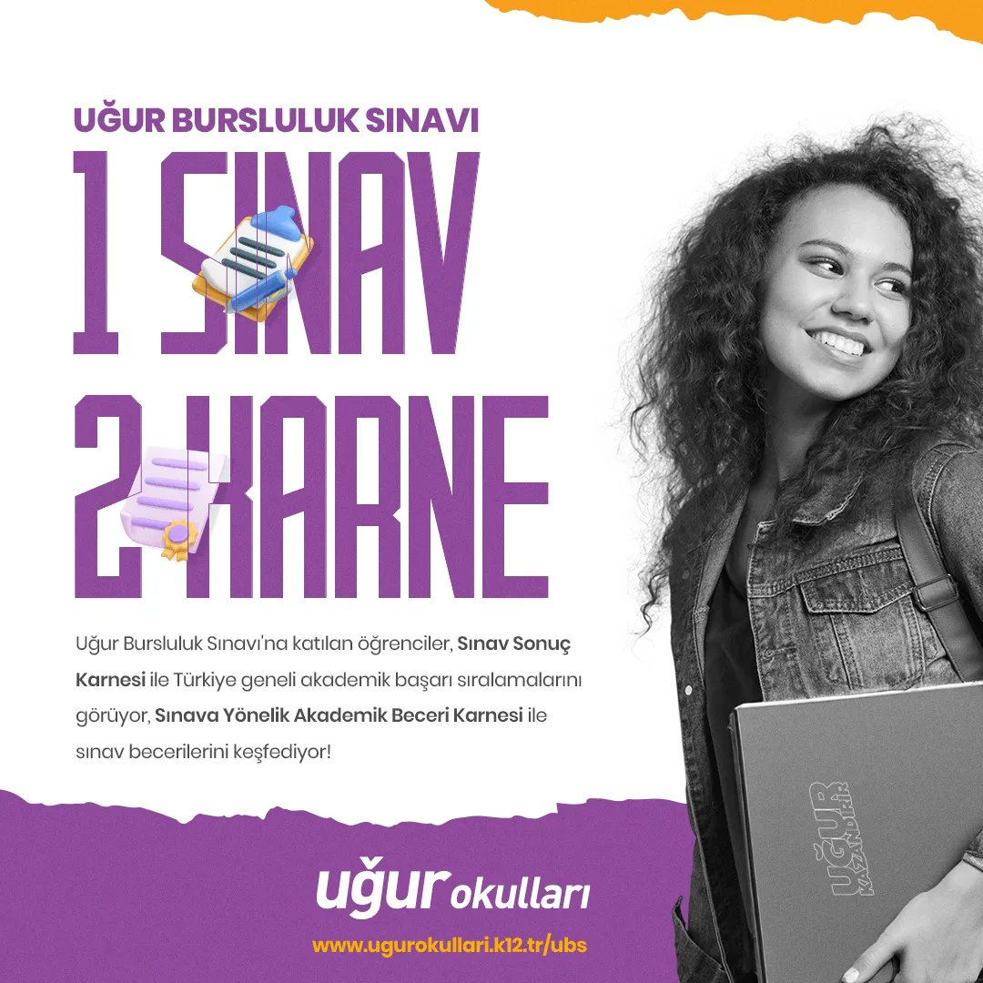 sakaryaugurokul's tweet photo. Uğurlu bir gelecek için hazırlan! 🚀

6-7 Ocak’ta gerçekleşecek olan Uğur Bursluluk Sınavı için başvurular devam ediyor!

📌Sınav 4, 5, 6, 7, 8, 9, 10 ve 11. sınıf kademelerindeki tüm öğrencilerin katılımına açıktır. https://t.co/2x4myLlTRt
