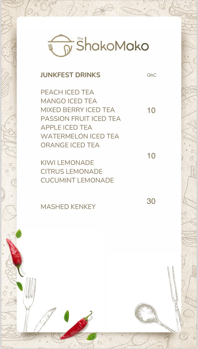 Shakomako’s Menu 💕
