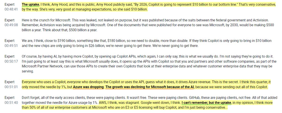One of the best interviews I have read in a while. Former $MSFT Director who worked closely with OpenAI’s team and helped incubate Copilot while there shares some really valuable takes and insights:

- The scenario in which Sam and the team are back at OpenAI is the best one. The