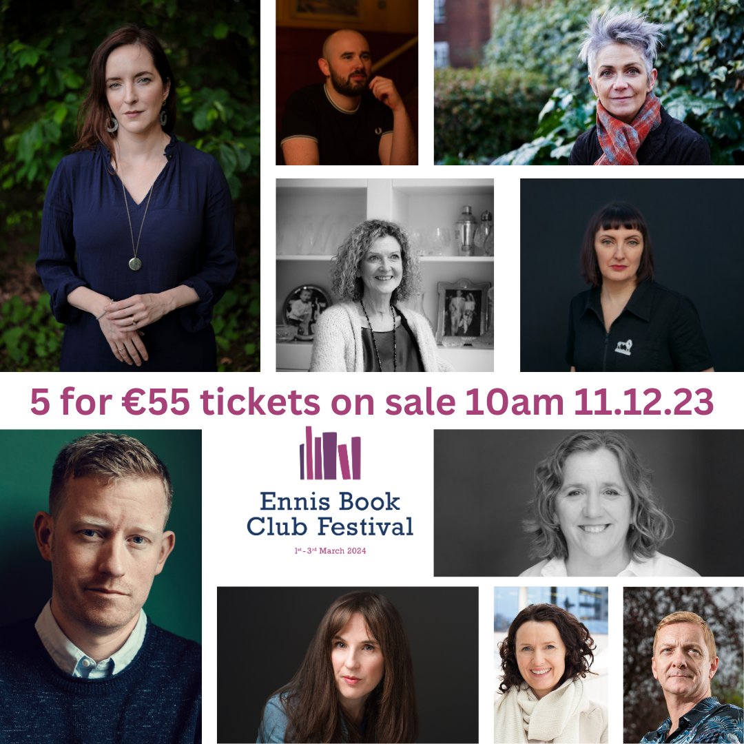 📢Our 5 for €55 ticket offer is back for #EBCF2024!

This ticket package goes on sale at 10am on Monday December 11th via our website &amp; <a href="/glorennis/">glor ennis</a> box office*

Full details at ennisbookclubfestival.com/events-2024/

* Booking fees apply