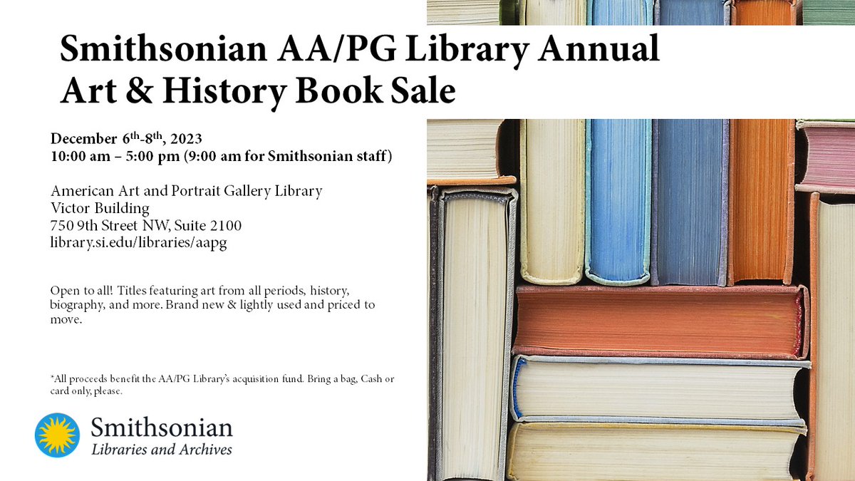 Looking for a unique holiday gift? Want to impress that book lover in your life? Just need to kill some time before Friday night plans? Stop by and visit our friends at American Art/Portrait Gallery for their Annual Book Sale - today is the last day! 🎁📚