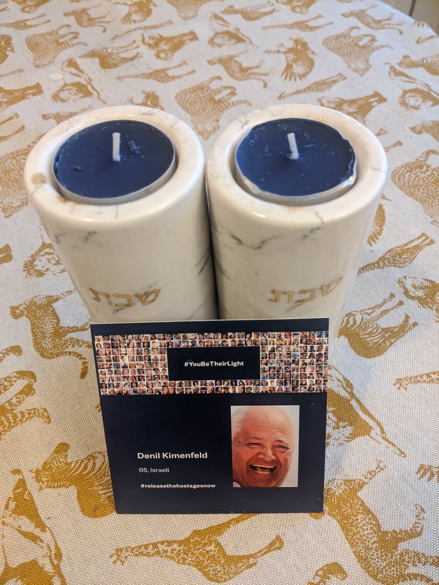 Thinking this Shabbat of Denil Kimenfeld, a 65-year-old who has spent 62 days and counting in captivity by Hamas terrorists. 

#bringthemhome #youbetheirlight 

May this Shabbat bring you peace and this Chanukah bring you light and joy. 

Shabbat shalom and Chag Urim Sameach.