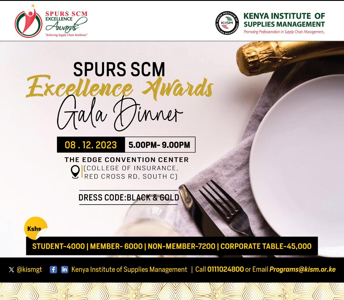 Join us in celebrating the triumphs and accomplishments of individuals and entities who overcame obstacles. 
#KISMSpurAwards

Spurs SCM Excellence Awards
 
<a href="/kismgt/">Kenya Institute of Supplies Management Official</a>