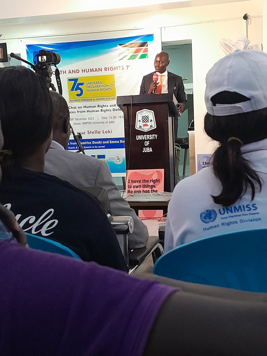 Happening now at UniPod Juba University.  Youth And Human Rights 75 <a href="/NLinSouthSudan/">Embassy of the Netherlands in South Sudan</a>  @SweinSouthSudan <a href="/EUinSouthSudan/">EU in South Sudan</a> <a href="/GERinSSD/">German Embassy South Sudan</a> <a href="/TimoOlkkonen/">Timo Olkkonen🇫🇮 🇪🇺🇺🇦</a>