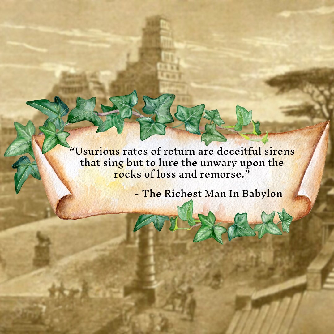 MyDoctorSage's tweet photo. “Usurious rates of return are deceitful sirens that sing but to lure the unwary upon the rocks of loss and remorse.”

- The Richest Man In Babylon on investing

#finance #InspirationalQuotes https://t.co/Q1ugO26aQ6
