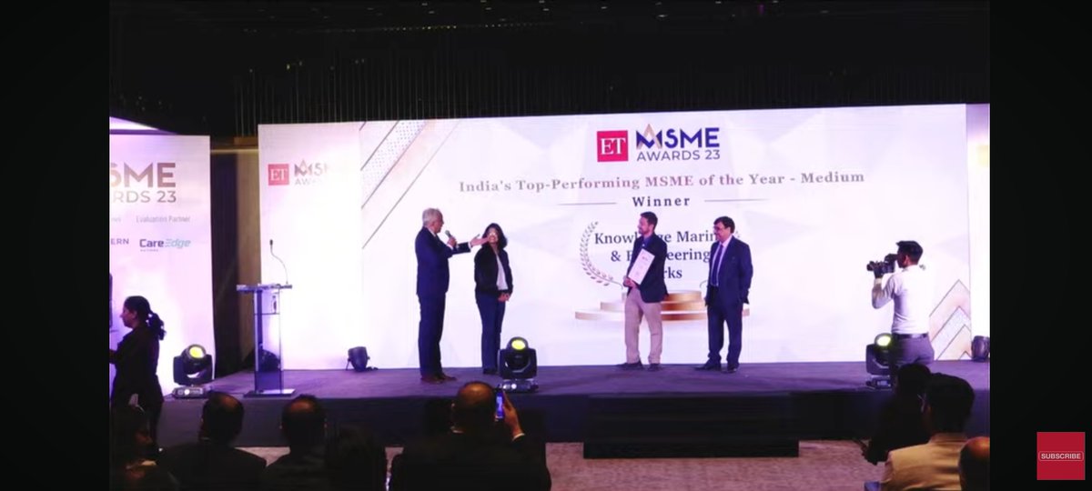 KnowledgeMarin1's tweet photo. Super glad to announce that Knowledge Marine &amp; Engineering Works Ltd has won the award for India's Top Performing MSME of the Year in its segment at the prestigious ET MSME Awards 2023. 🙏🏆🎉
#KMEW
#KnowledgeMarine
#EconomicTimes https://t.co/BZFqOABt2z