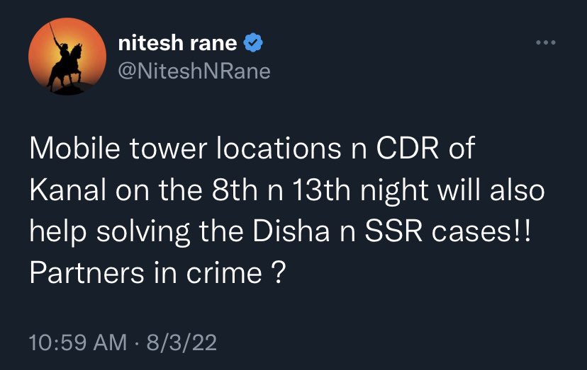 RockstarSSR98's tweet photo. What is mobile tower location and CDR of Rahul Kanal and Shera on the 8th/13th June night??
#JusticeForDishaSalian
#JusticeForSushantSinghRajput https://t.co/okdCil9KqU