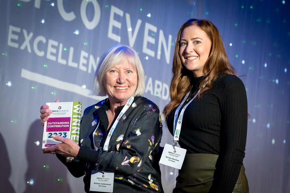 Our final award for 2024, sponsored by @ICC_Birmingham, is to recognise an outstanding contribution to the industry. Well done and thank you to past ABPCO chair, @barbara_mci of @WeAreMCI and @MCI_UK