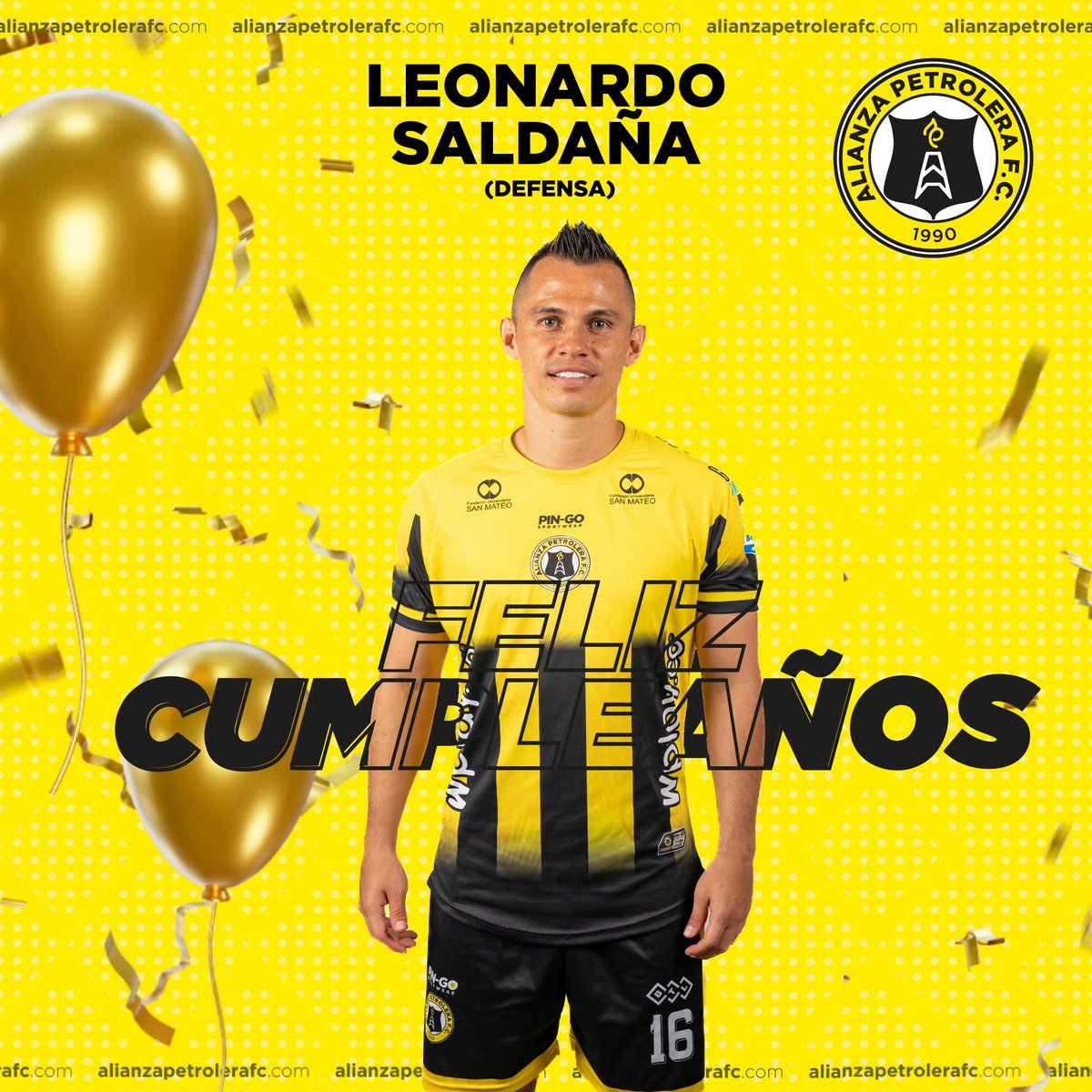 🥳Hoy queremos desearle un feliz cumpleaños a, Leonardo Saldaña, Jugador del equipo Profesional .🎈

¡Qué sean muchos más Leo ! 🎊🎁 

Un mensaje para él 👈🏼

#AlianzaSomosTodos🟡⚫