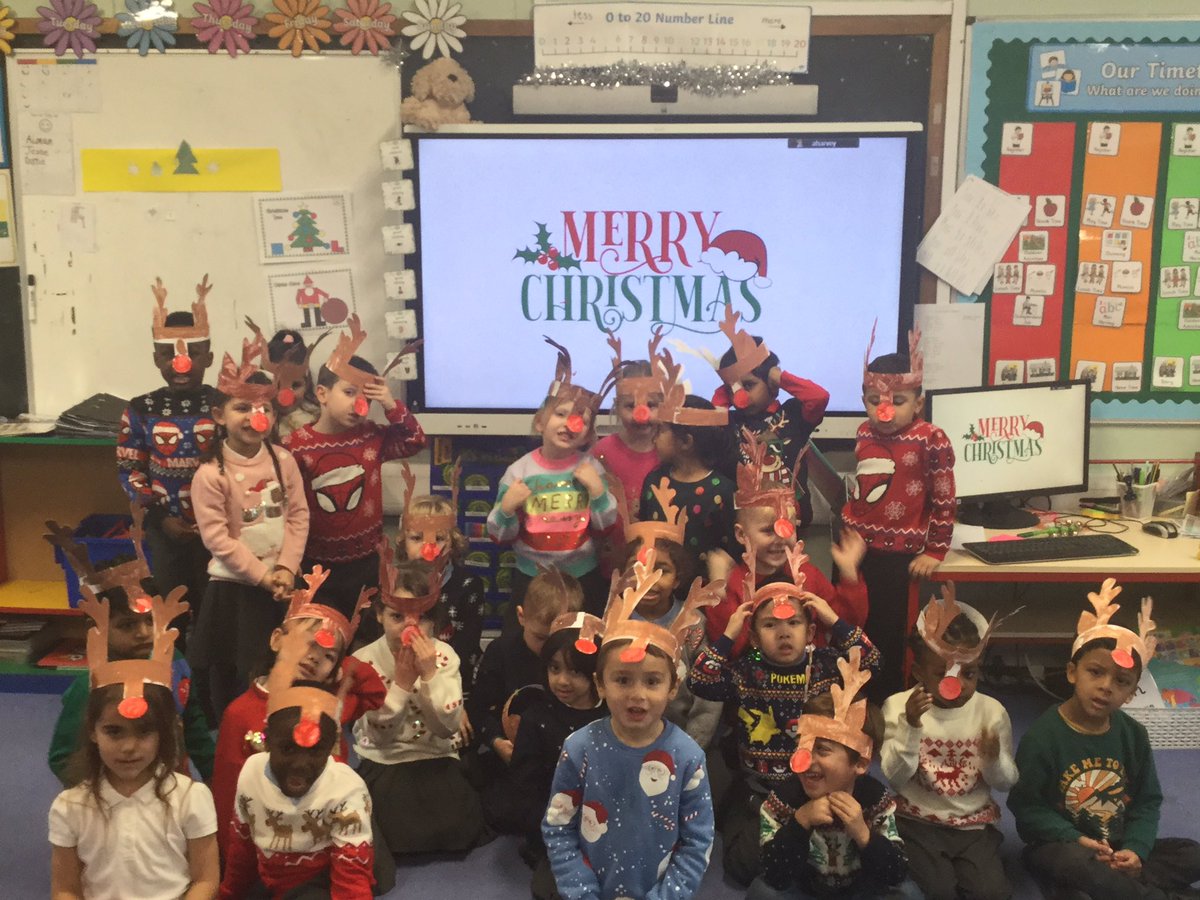 WhybridgeInfant's tweet photo. Fir class had a great time taking part in the reindeer run in their Christmas jumpers this afternoon!🎄 https://t.co/y49uZ6aaPc