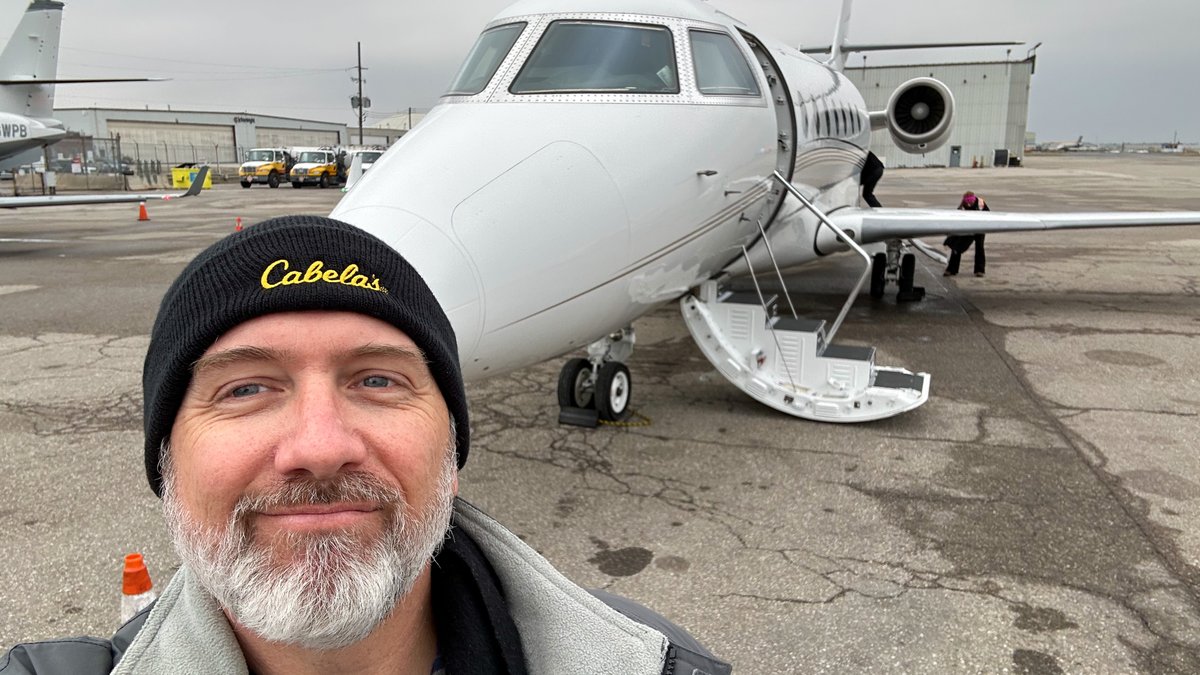 Somewhere at the Toronto International Airport about to head home to @DallasLoveField. I don't mean to brag, but if you ever get the option to fly private charter, I highly recommend it. Thanks, @Cabelas, for keeping me warm. Cheers.