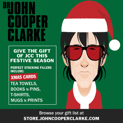 Are you looking for a special gift for the poetry fan in your lives? Check out @official_jcc 's Christmas store where you can buy a range of unique gifts straight from your couch. Give the gift of JCC this season. 🎄 store.johncooperclarke.com