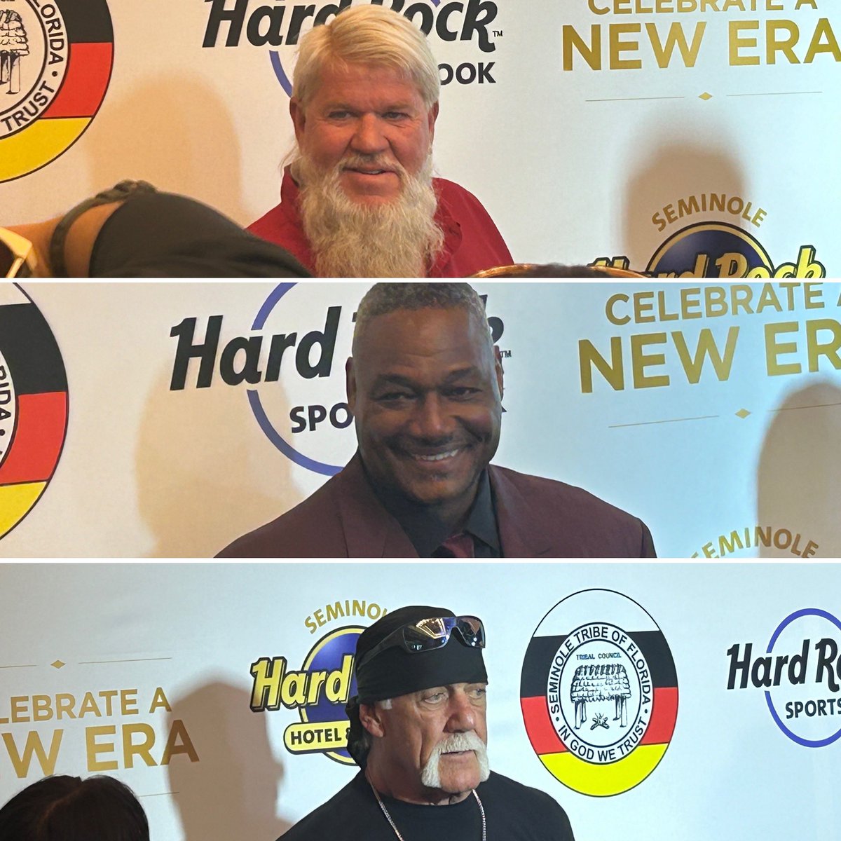 The stars are out at #HardRockTampa John Daly, Derrick Brooks and Hulk Hogan on the #HardRockRedCarpet All to welcome Craps, roulette and the Hard Rock Bet app. Come out and celebrate #aneweraofseminolegaming #Sponsored #iHeartPartner
