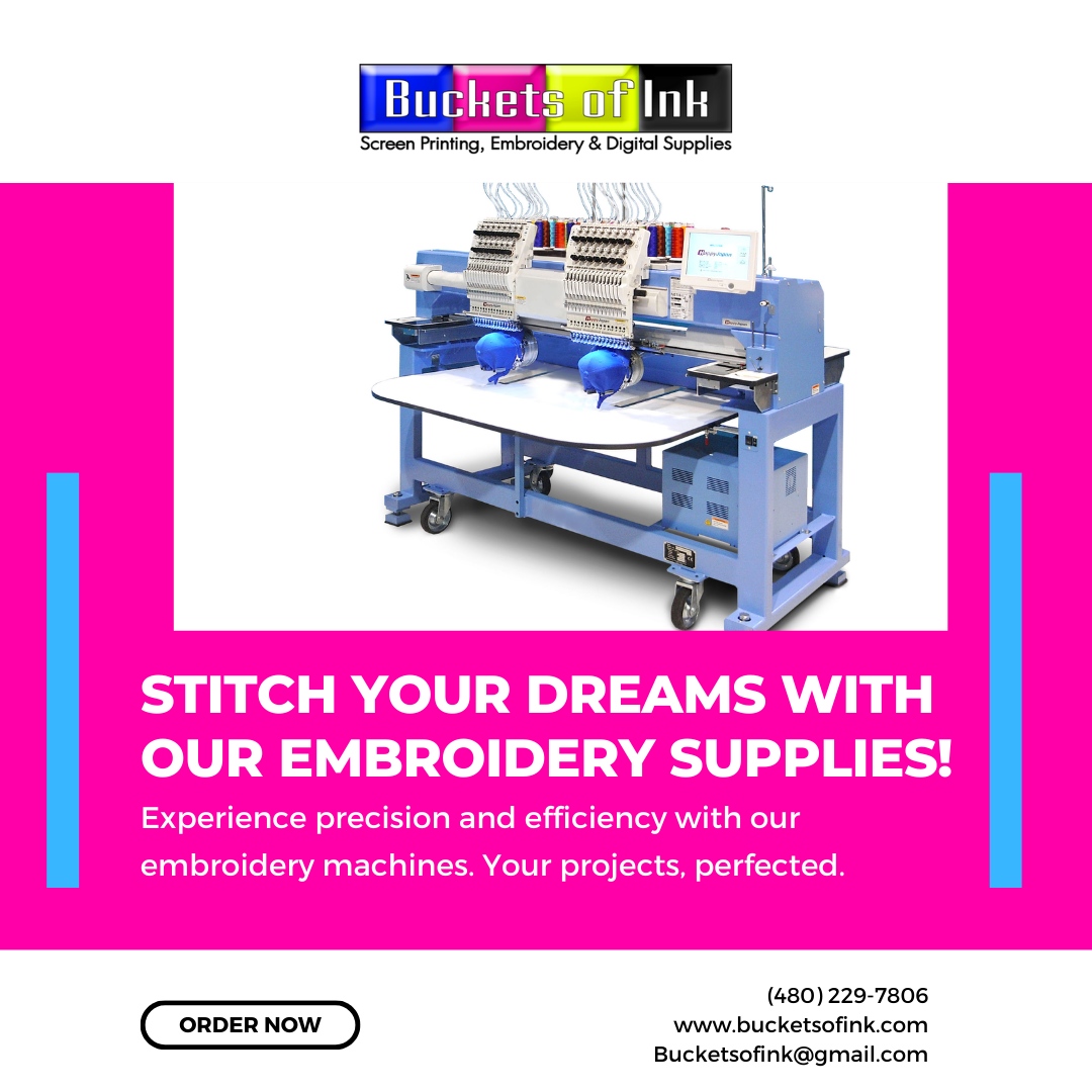 Stitch your dreams into reality with our precision embroidery supplies! 

🪡 Experience efficiency and perfection with our top-notch machines. 

Your projects, perfected to the last detail. 

#PrecisionStitching

🌐 bucketsofink.com
📞 (480) 229-7806