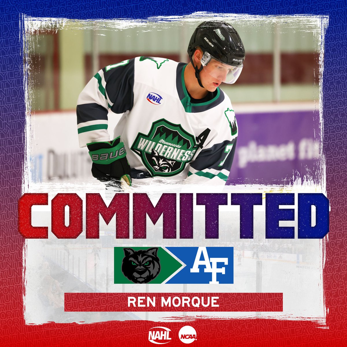 #NAHL Commitment Alert: <a href="/mnwilderness/">Minnesota Wilderness</a> defenseman Ren Morque has committed to play NCAA Division I <a href="/collegehockey/">College Hockey Inc.</a> for <a href="/AF_HKY/">Air Force Hockey</a> in <a href="/Atlantic_Hockey/">Atlantic Hockey America</a> #MadeintheNA nahl.com/news/story.cfm…