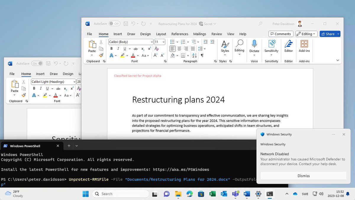 Discover the power of combining Purview and Defender! By merging alerts and activities, we're able to detect intrusions and potential information leakage early on. itsakerhetsguiden.se/2023/12/08/det…

#MicrosoftPurview #MicrosoftDefender #cyberdefense
