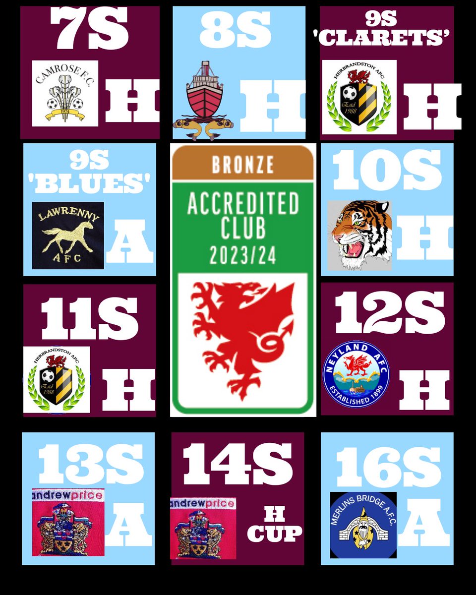 Saturdays Snr squads and our Mini &amp; Jnr Fixtures!!
Good luck all!! 🐗