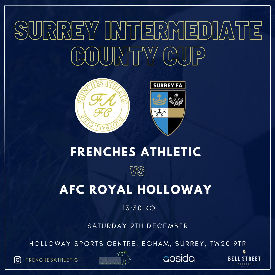 NEXT UP 🔌 

🗓️ Saturday 9th December
🏆 Surrey Intermediate County Cup, 3rd Round
🆚 @afc_rh94 
🏟️ Holloway Sports Centre
📍 TW20 9TR
🕰️ 13:30 KO
🎥 Live with VEO

All support welcome! 🔊 

UTF 🇫🇷 

🟦🟥🟦🟥🟦

#allezlesbleus