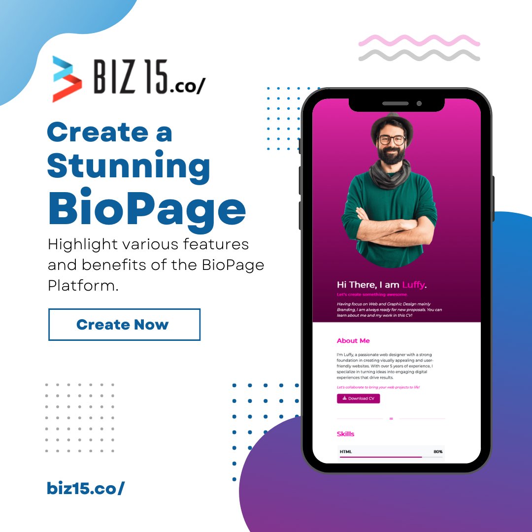 Biz15Digital's tweet image. Create a stunning BioPage that reflects the best version of you! biz15.co/biopage #biopage #webpage #digitalmarketing #YouTuber  #instagramerror