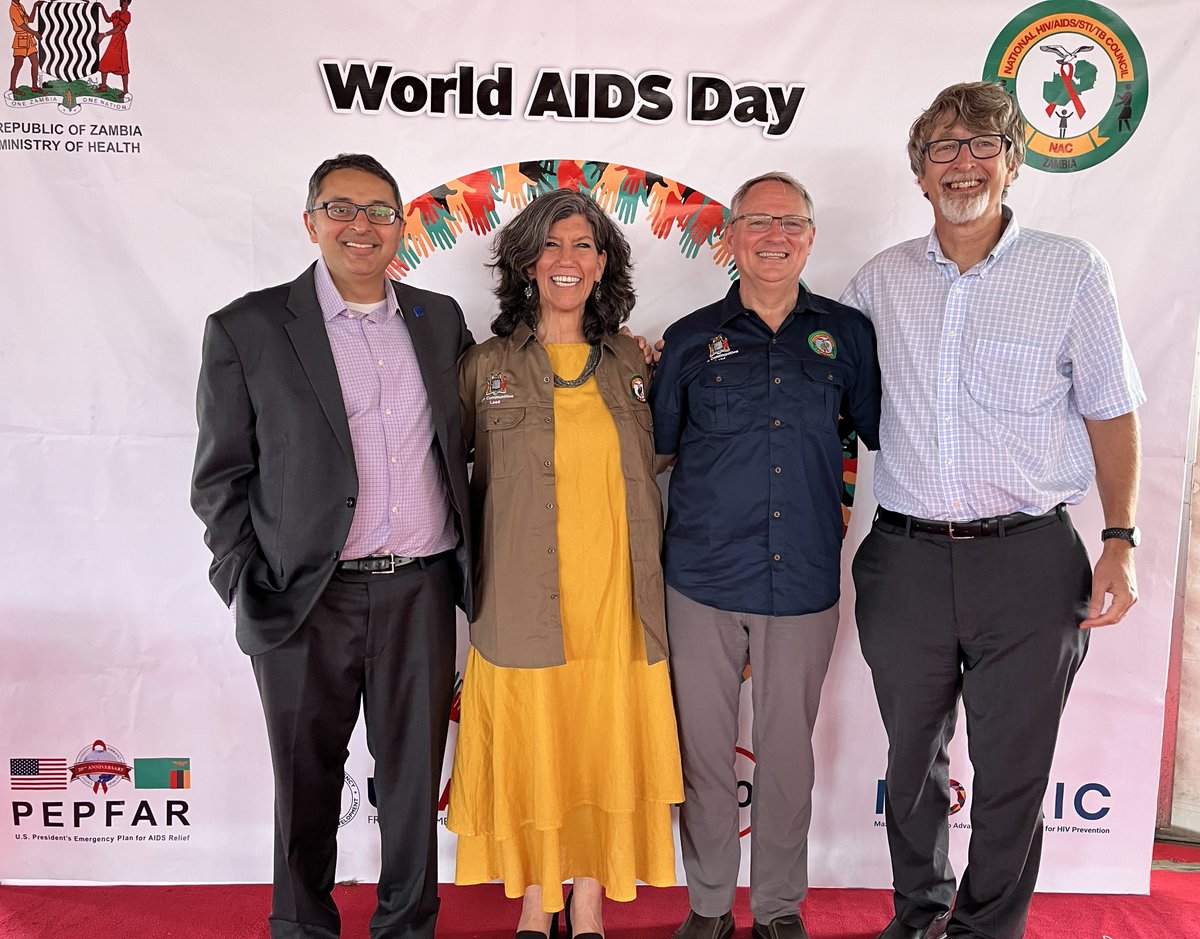 CDCGlobal's tweet photo. Last week, CDC Principal Deputy Director, @nirav_uscdc, and agency leaders joined US Ambassador Gonzales &amp; Zambia’s Health Minister at the 🇿🇲 World AIDS Day event. The theme was "Let Communities Lead".

CDC’s support to Zambia’s #HIV response places communities at the forefront. https://t.co/LecGNCf8M4
