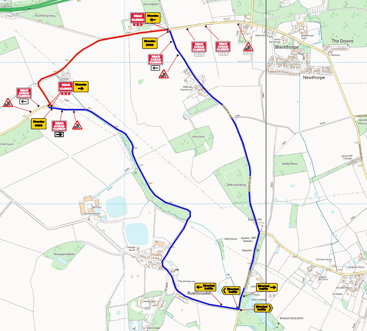 Suff_highways's tweet photo. U8002 Sandy Lane, #Rushbrooke and U8002 Blackthorpe #Rougham is currently closed due to flooding. The road will remain closed until 15 December 2023.
Please follow the diversion route. We apologise for any disruption this may cause. #Suffolk https://t.co/ONI9hNqqgT