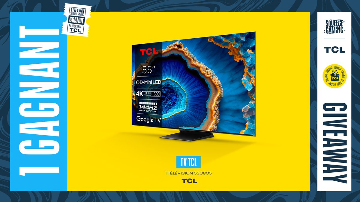 Ce sont les fêtes avant l'heure, TCL notre partenaire chez Gentle Mates vous fait gagner un téléviseur Mini-LED 4K ! 🤩 Pour participer : 🔁 #RT le tweet ⏩ Follow @SqueezieTV & @TCL_TV_FR TAS le 11/12, bonne chance à tous 🍀 Collaboration commerciale