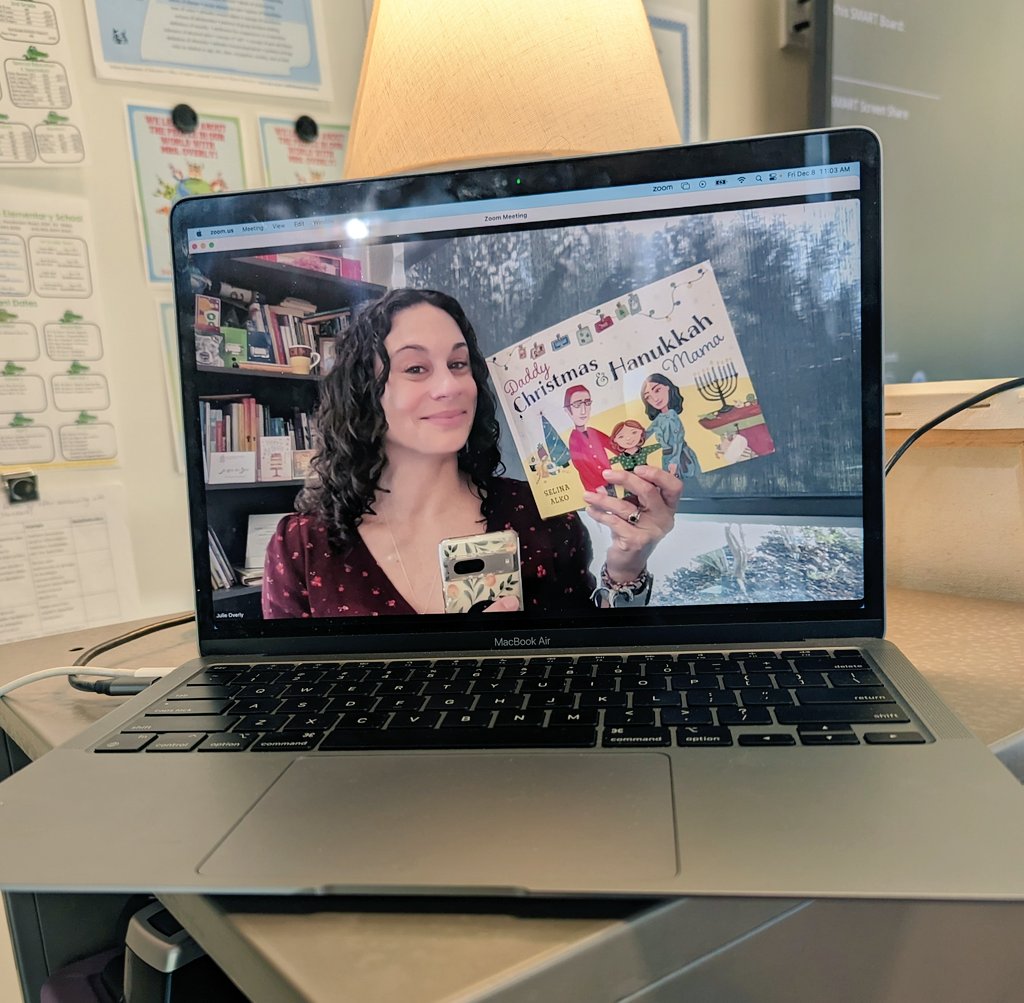 Having fun streaming into @UpperMerionSD elementary classrooms today to read 'Daddy Christmas & Hanukkah Mama' by @AlkoSelina on this 2nd day of Hanukkah. Love learning about how multicultural families blend their special traditions! 🕎🌲❄️🫶🏼