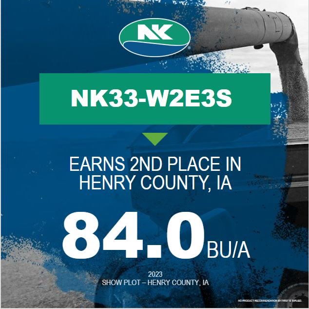 💥NK33-W2E3S places🥈in Henry County, IA yielding 84.0 Bu/A! 🌱

#NKHarvest23 #SuccesswithNK #Harvest23 <a href="/NKSeeds/">NK Seeds</a>