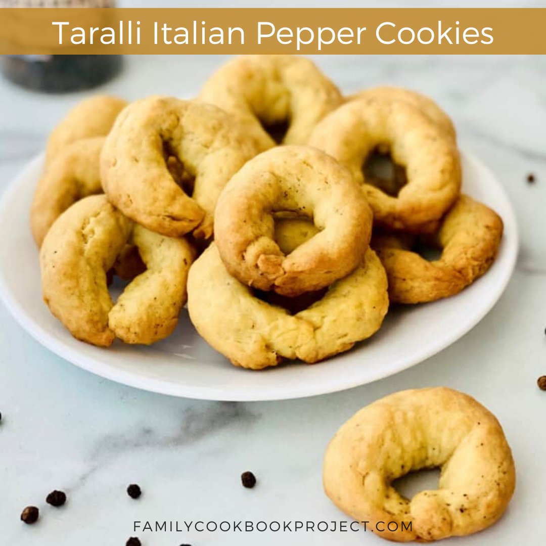 This recipe for Taralli Italian Pepper Cookies is from the Calabro Family Cookbook, one of the cookbooks created at FamilyCookbookProject.com.

familycookbookproject.com/recipe/1559928…

 #familycookbook #cookies #cookierecipes #familycookierecipes #bestcookierecipes #italiancookies