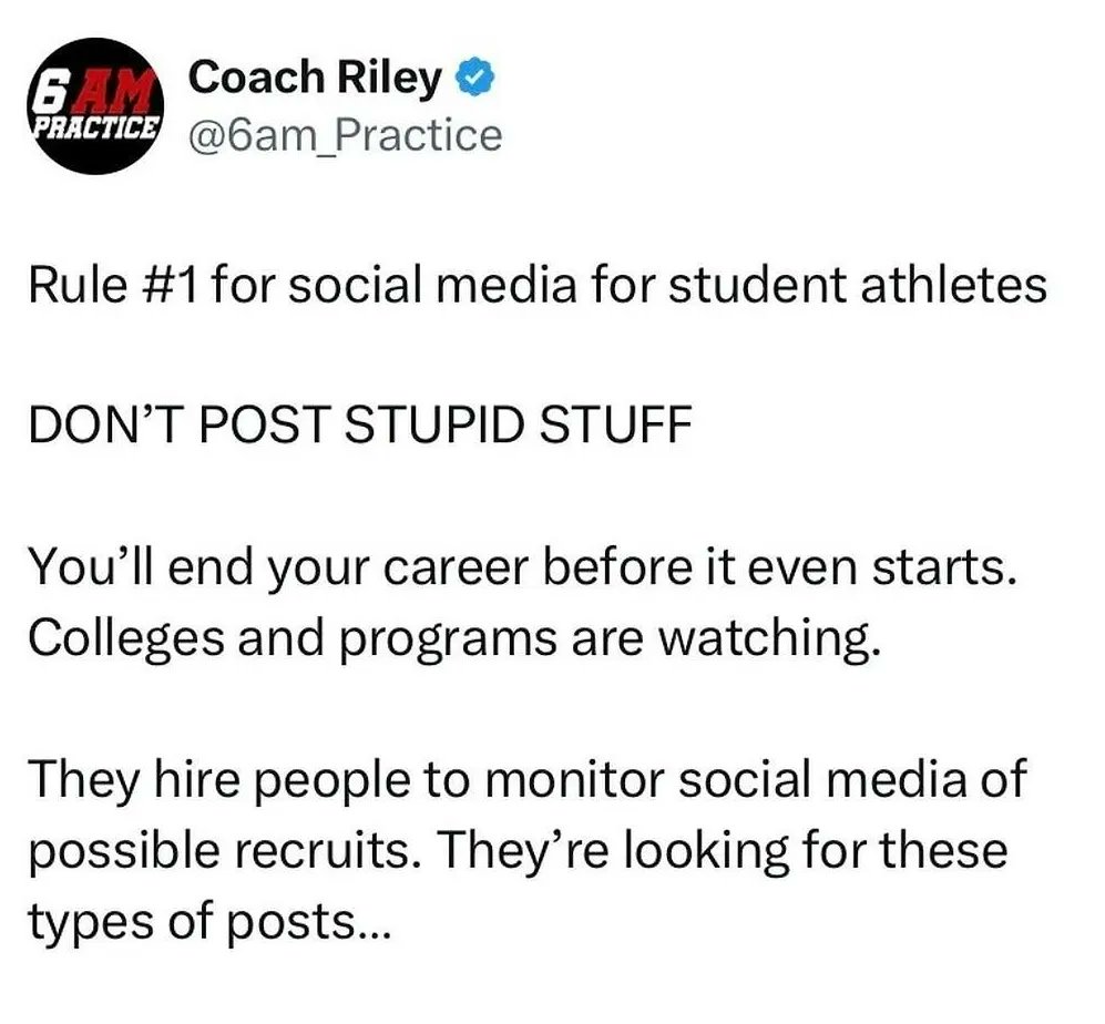 EllenZitkus's tweet image. Think before you post; especially if you want to play at a higher level! @JimmyZitkus2023 @j_zitkus