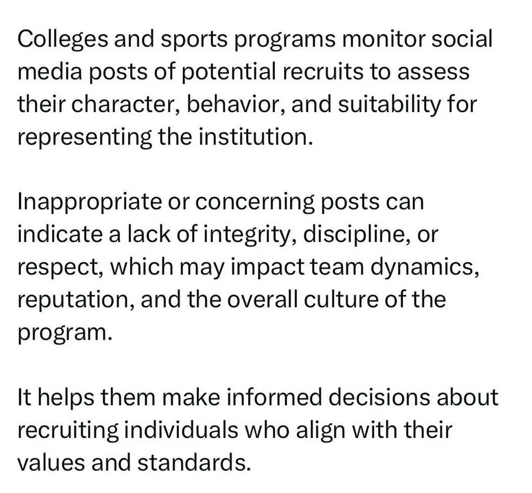 EllenZitkus's tweet image. Think before you post; especially if you want to play at a higher level! @JimmyZitkus2023 @j_zitkus