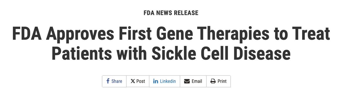 Big news $crsp @CRISPRTX 

FDA approves first Crispr Therapy to treat Sickle Cell Disease