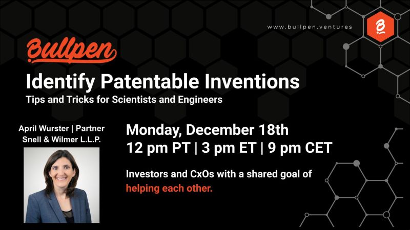 Researchers and students—Learn how to identify patentable inventions and when to reach out to CU Innovations in April Wurster’s “Tips and Tricks for Scientists and Engineers” webinar on 12/18. Register now: swlaw.zoom.us/meeting/regist… #cuanschutz #intellectualproperty