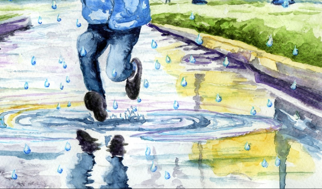 LymphomaLass's tweet photo. Do you ever wonder why artists paint what they do, the way they do…?

Why I painted “Splashing in Puddles on a Rainy Day” was to enter a challenge offered by the SAA (Society of All Artists) to create art on the theme of “rain”.
#rain  #splashinginpuddles #puddle  #rainydays https://t.co/v7yiTiR5ee