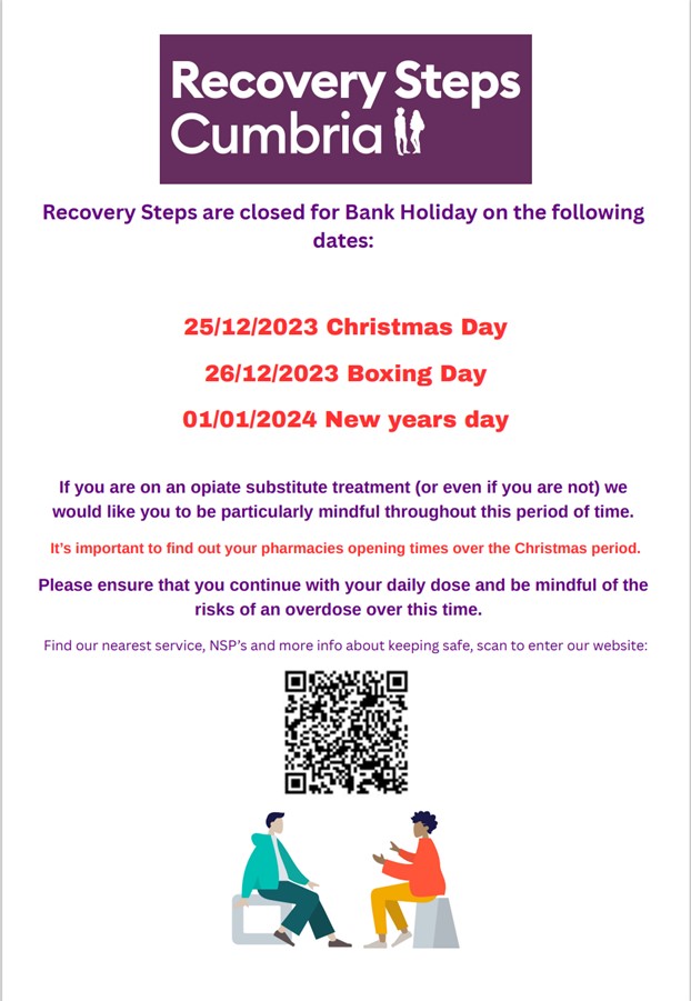 Here at Recovery Steps Cumbria, we recognise Christmas is a time of year that can be joyful, but also that it can often be challenging time for many. 
See below for some advice on staying safe this Christmas:
Most importantly, try to have a lovely, and safe run up to Christmas.