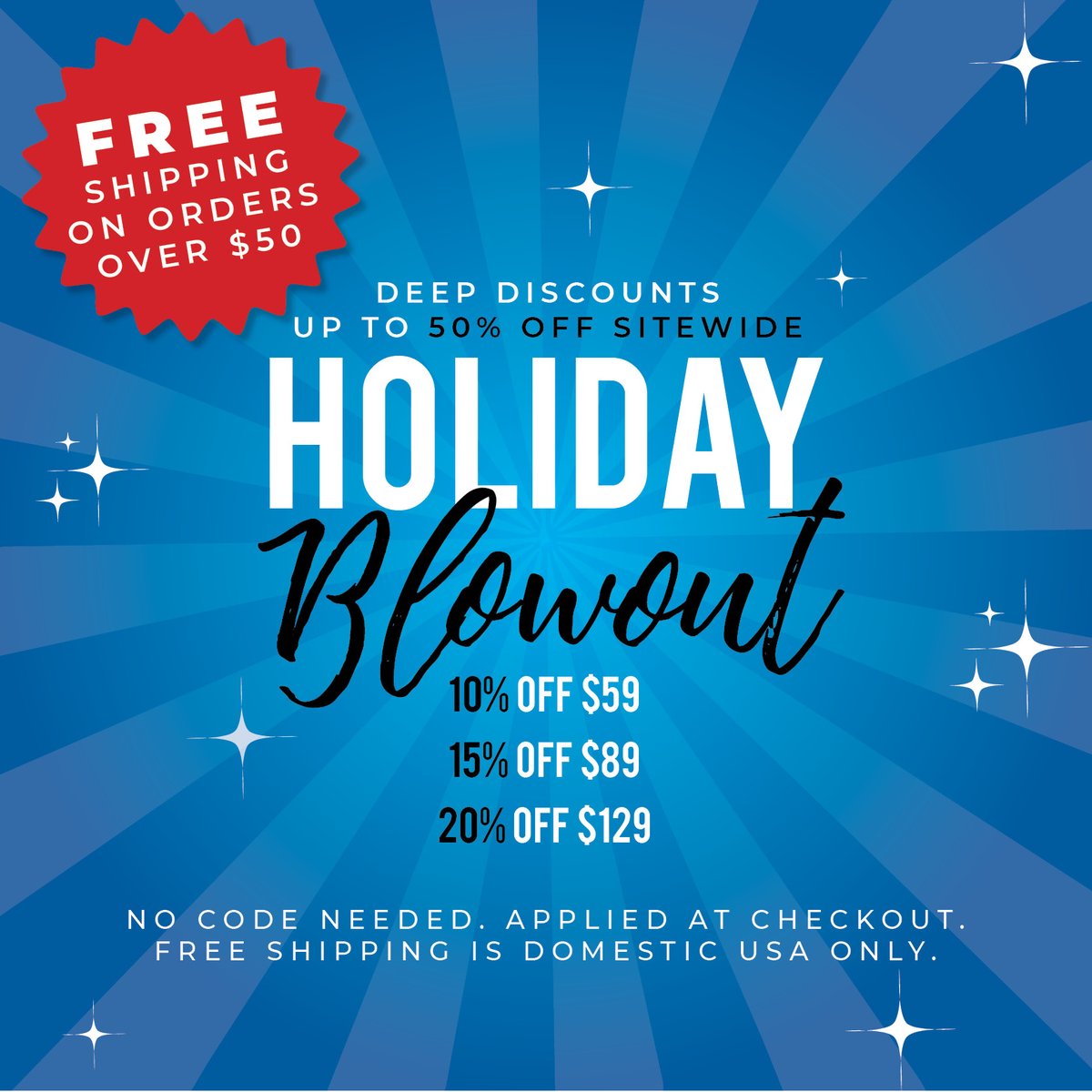 The BLOWOUT Continues!!!!

Don't miss out on the best bargain ever! 🤩 Get 10% OFF orders over $49, 15% OFF orders over $89, 20% OFF orders over $129, and FREE SHIPPING on orders over $50! 🔥 Take advantage of these incredible discounts NOW! 🤑 #ShopSmart #SaleAlert #GoodDeals