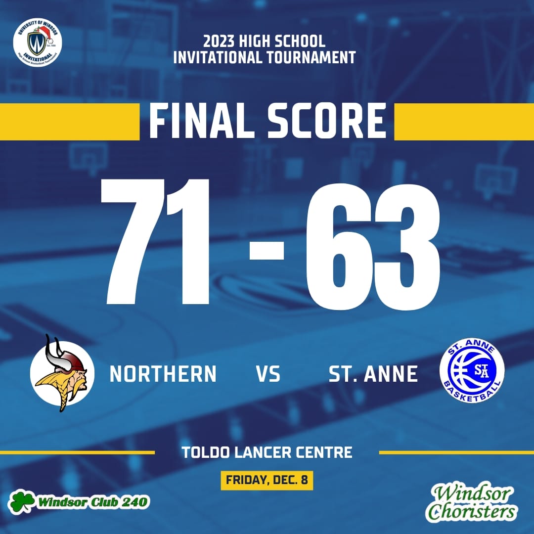 UofWHSBball's tweet photo. Final score for Pool A.

Northern wins 71-63

LEAD SCORES:
🏀 Northern:
#33 - Parker Wyant: 27 PTS
🏀 St. Anne:
#33 - Daniel Riggi: 19 PTS https://t.co/igPqPkCGvy