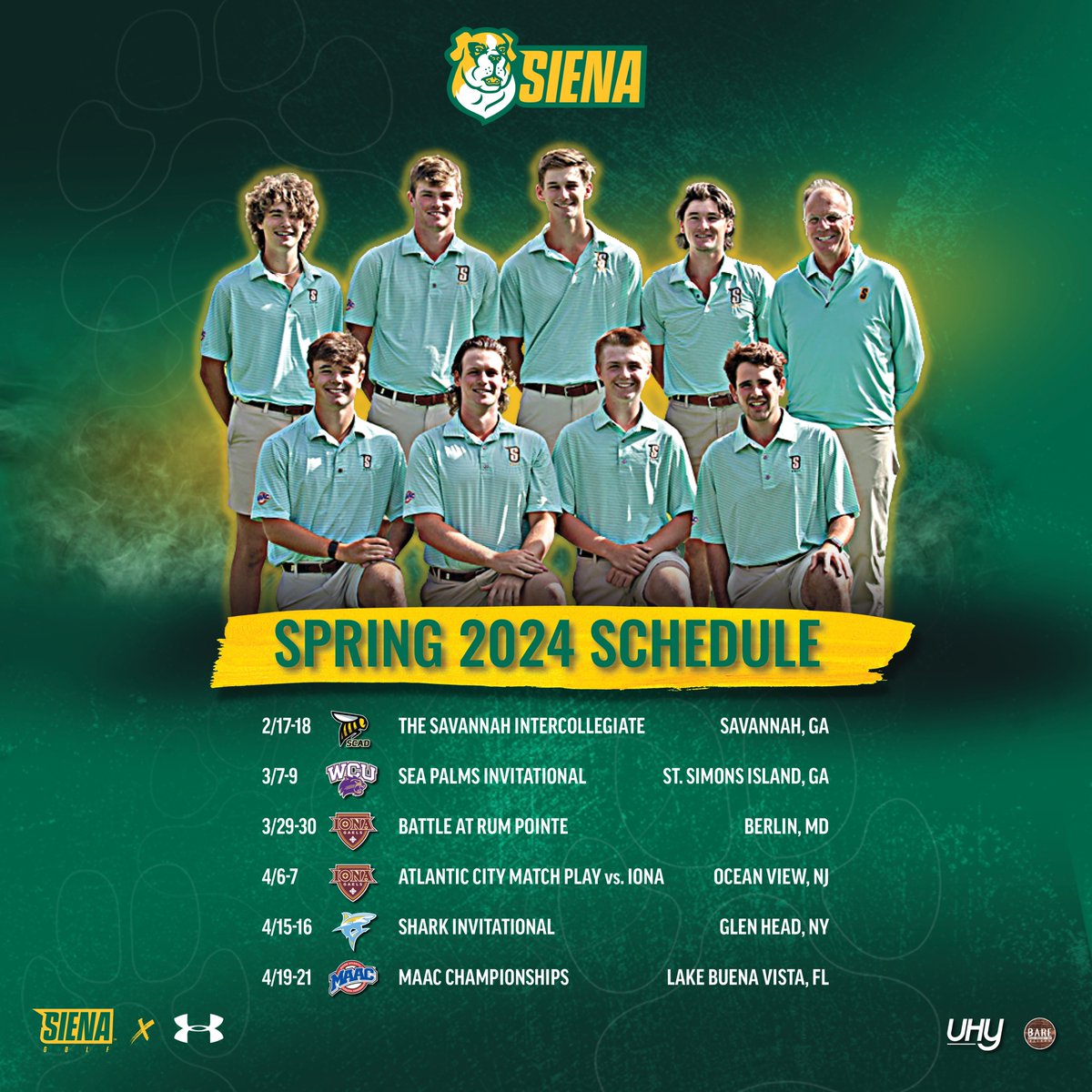 ⛳️🗓️ Entering the Spring with one goal in sight 🏆🏆 🔗 t.ly/BvERR #MarchOn x #SienaSaints x #MAACGolf x #NCAAGolf