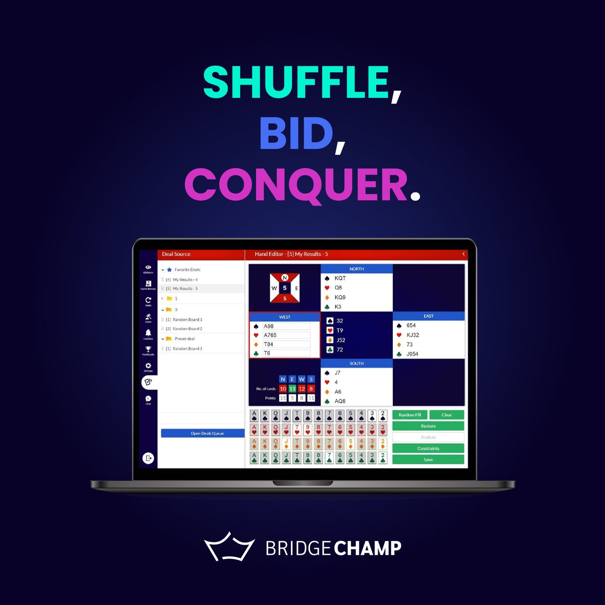 bridge_champ's tweet image. Whether you&apos;re a pro or just love a good hand, the ultimate bridge experience is waiting for you.

💻 bridgechamp.com (link in bio)

#BridgeChamp #BridgeGame #BridgeCommunity #BridgeLife #BridgePlayers #BridgeOnline #OnlineBridge