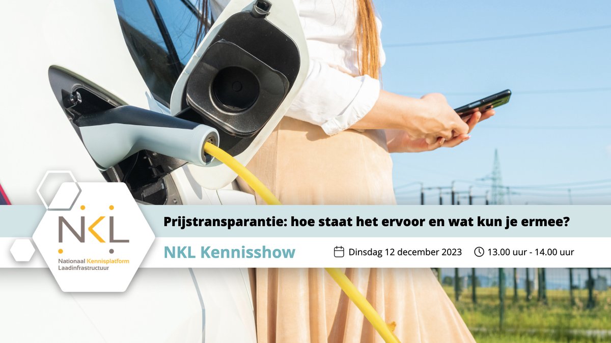 Voor de benchmark Prijstransparantie zijn meer dan 1100 laadsessies geanalyseerd bij meer dan 100 laadpalen verspreid over het land. In de online NKL Kennisshow op 12 december vertellen we je meer over de belangrijkste uitkomsten! Meld je aan: nklnederland.nl/nkl-kennisshow…